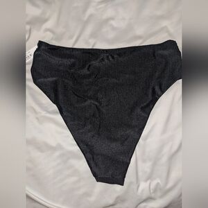 NEW! PINK Ribbed Black Cheeky Bikini Bottoms Size Medium
